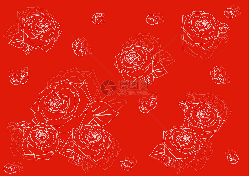 带玫瑰的无缝背景背景装饰永恒优雅风格粉色红色婚礼衣服花朵生日图片