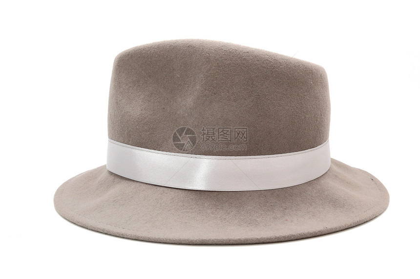 灰色帽子白色头饰折痕纺织品鱼片戏服羊毛收藏衣服奢华图片