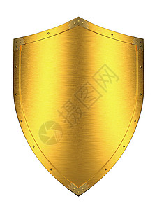破碎的金盾牌牌匾徽章保安金属纪念安全系统金子背景图片