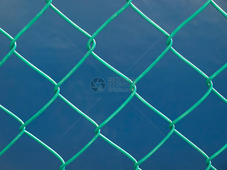 绿围栏边缘边界安全栅栏金属水平蓝色障碍图片