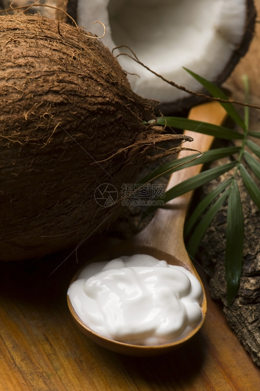 椰子和椰子油排毒可可药品香味芳香按摩师治疗平衡坚果按摩图片