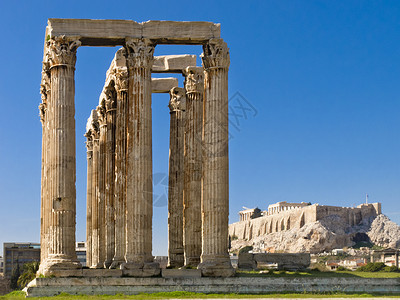 希腊奥运奥林山宙斯寺庙选手遗迹柱廊博物馆废墟发掘建筑学遗产柱子建筑背景