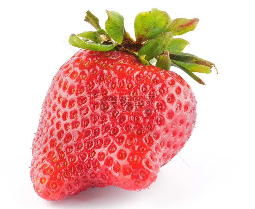 新鲜的里普完美草莓红色宏观叶子水果横截面影棚植物美食家食物健康饮食图片