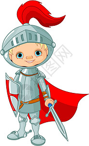 中世纪背景中世纪骑士古装英雄卡通片头盔插图戏服身体护具盔甲套装插画