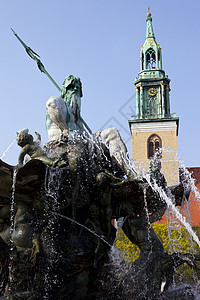 堂安侗寨Neptune 喷泉和安普;柏林的背景