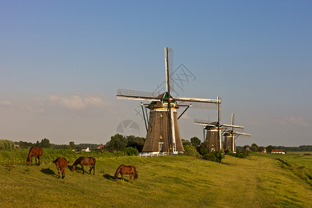 三个历史性风车背景图片