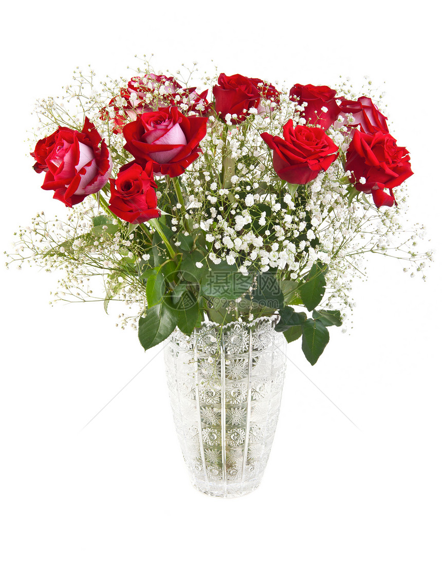 玫瑰花束花瓣婚礼庆典展示花店水晶纪念日花瓶周年植物图片