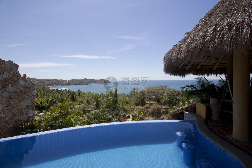 墨西哥别墅假期文化摄影颜色热带泳池财富半岛房子游泳池图片