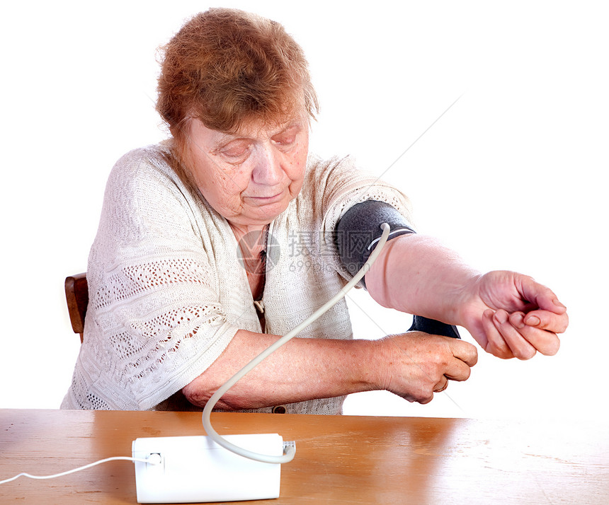 老年妇女对她们施加了动脉压力女士医学医疗器械退休程序疾病医疗药品动脉压祖母图片