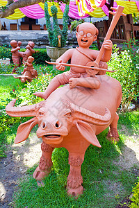 水牛雕塑微笑水牛背景