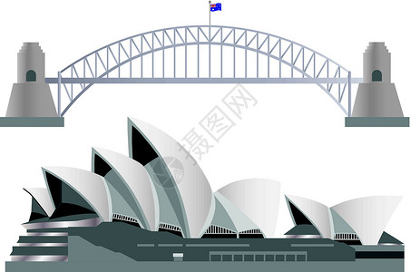 澳大利亚桥澳大利亚悉尼天线地标插画