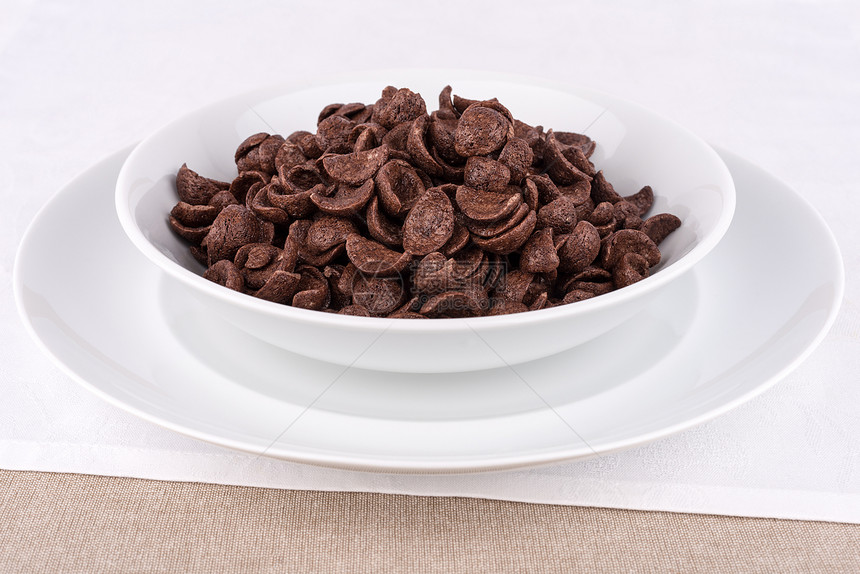 巧克力麦片可可谷物营养食物白色薄片早餐饮食棕色图片