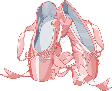足尖鞋芭蕾拖鞋插图舞蹈粉色足尖白色艺术丝带芭蕾舞小女孩女性插画