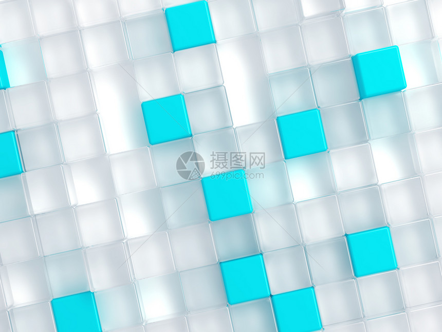 背景摘要 由白色和蓝色塑料立方体组成金属数字化创造力个性艺术正方形插图技术团体解决方案图片