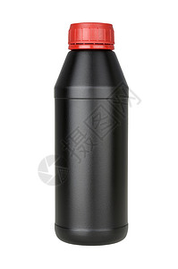 黑色塑料瓶用于传播油的塑料瓶润滑油白色红色黑色塑料背景