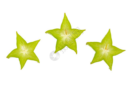 新鲜切片卡兰布拉食物绿色热带白色星星背景图片