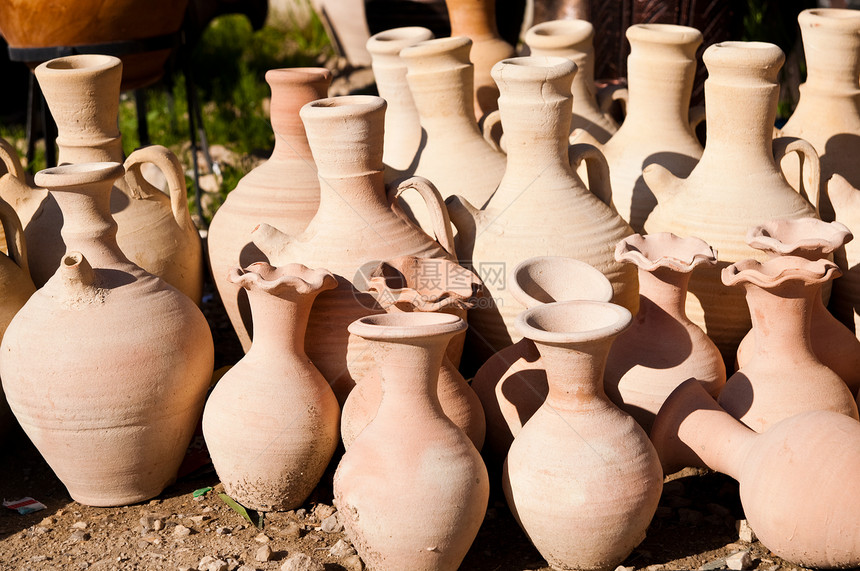 陶器团体产品市场水壶商品收藏土地土制作坊棕色图片