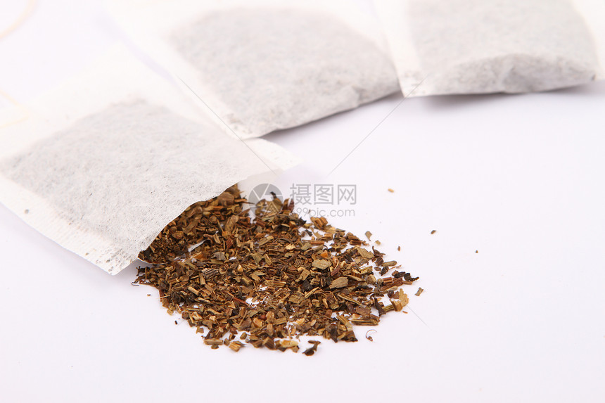 特写茶袋药品草本植物香料厨房标签茶包时间早餐英语玻璃图片