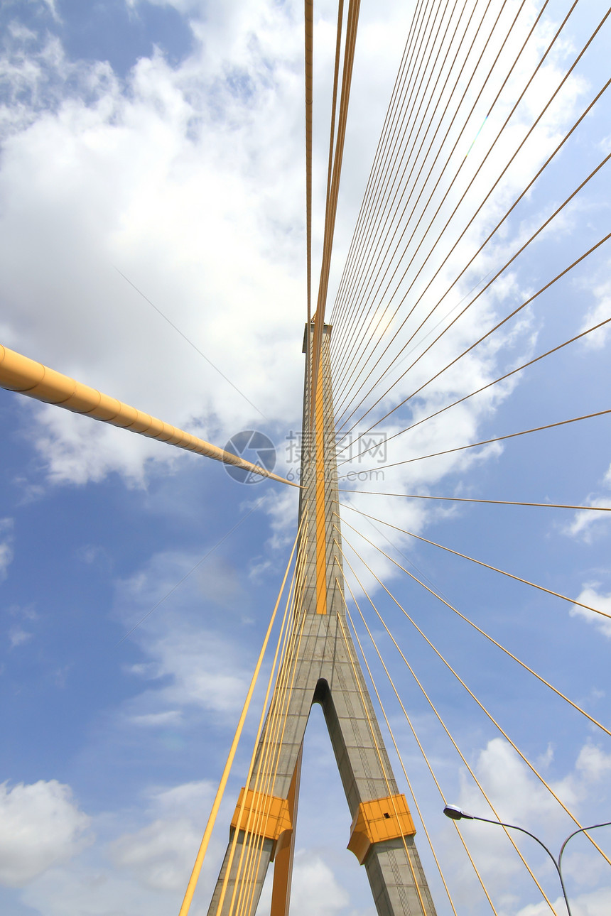 泰籍Bangkok泰国8号大桥Rama 8号交通街道工程国王纪念碑穿越土地电缆地标构造图片