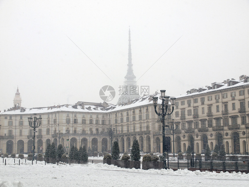都灵维托里奥广场白色联盟正方形风格天气建筑学图片