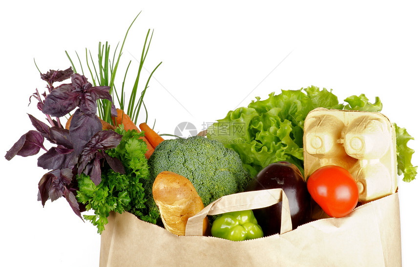 在购物袋中健康饮食图片