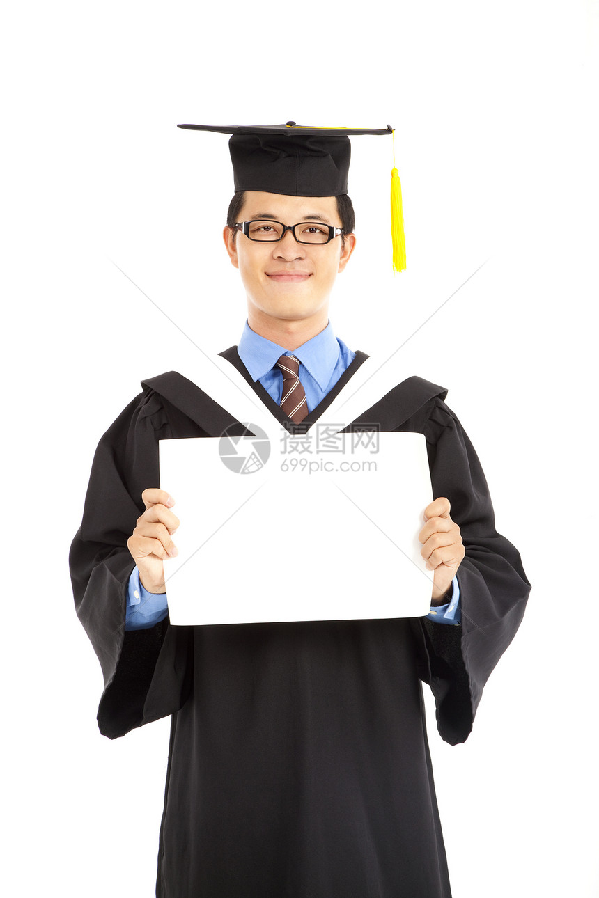 显示空白文凭证书的毕业学生(毕业生)图片