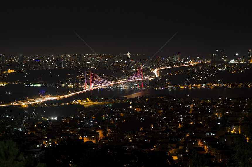 Bosphorus桥夜景假期设备风景全景钢缆旅行景观路灯结构地方图片