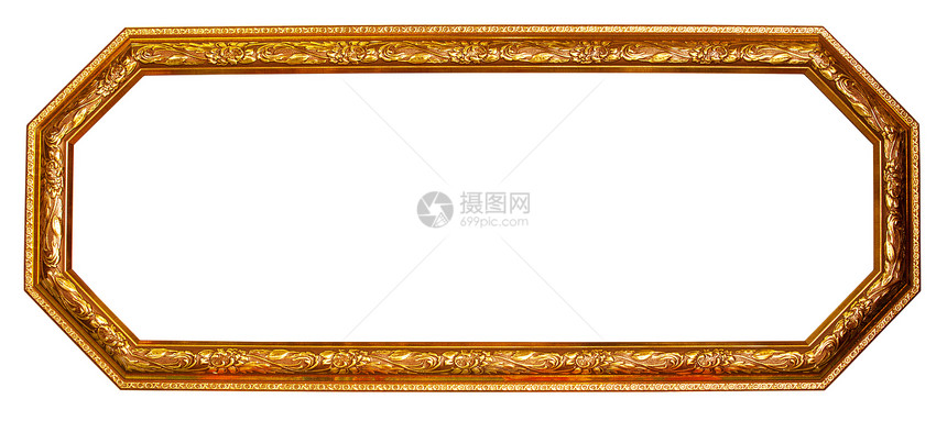 白色的金框照片镜子边缘古董画廊框架绘画乡村装饰品风格图片