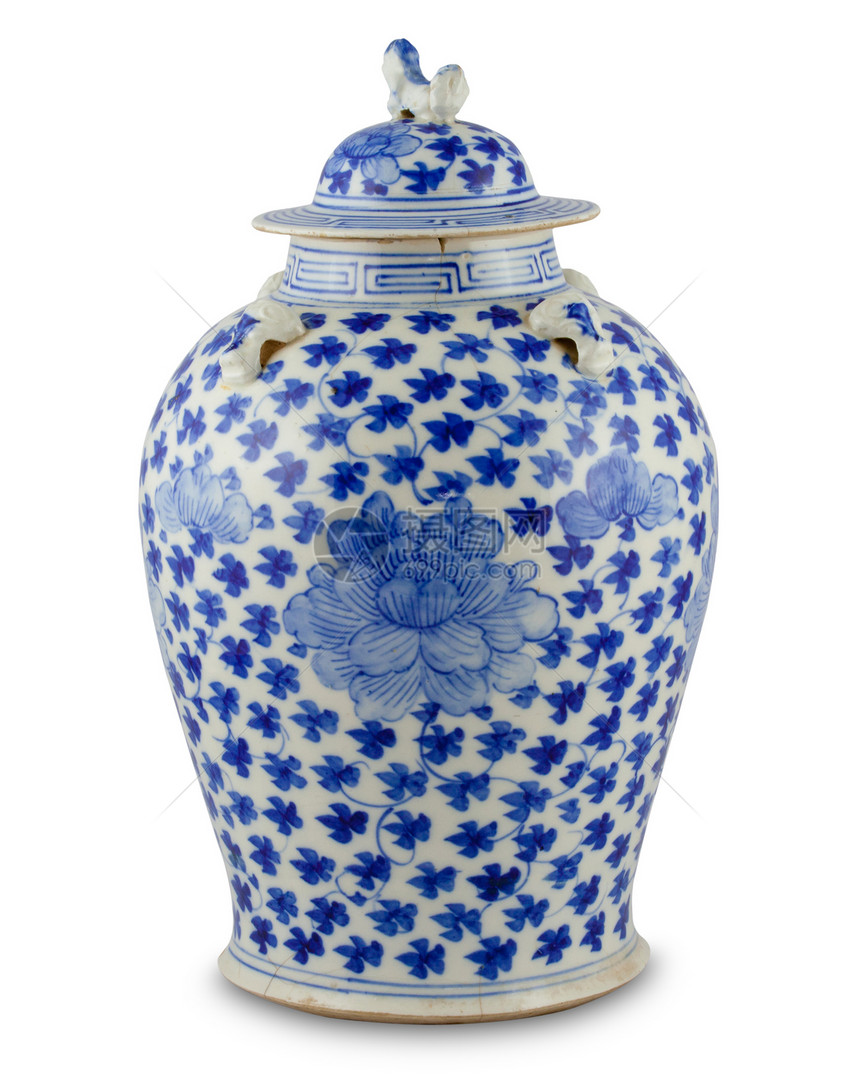 中国古董花瓶陶器瓷器蓝色装饰艺术文化工艺花朵商品陶瓷图片