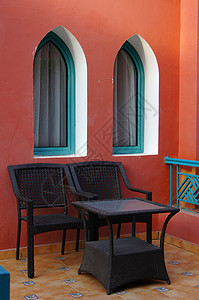 阿拉伯语建筑红陶海岸支撑人行道小路院子庭院花园楼梯陶瓷背景图片