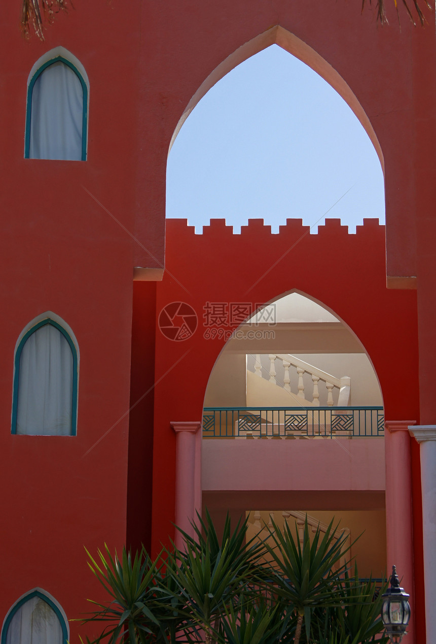 阿拉伯语建筑假期花园露台庭院红陶陶瓷阳台楼梯院子制品图片