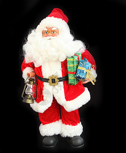 圣诞老人戏服礼物胡须玩具毛皮帽子眼镜背景图片