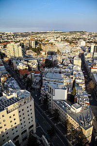 从屋顶上观察耶路撒冷圣地纪念碑地标全景建筑旅行游客风景假期文化背景图片