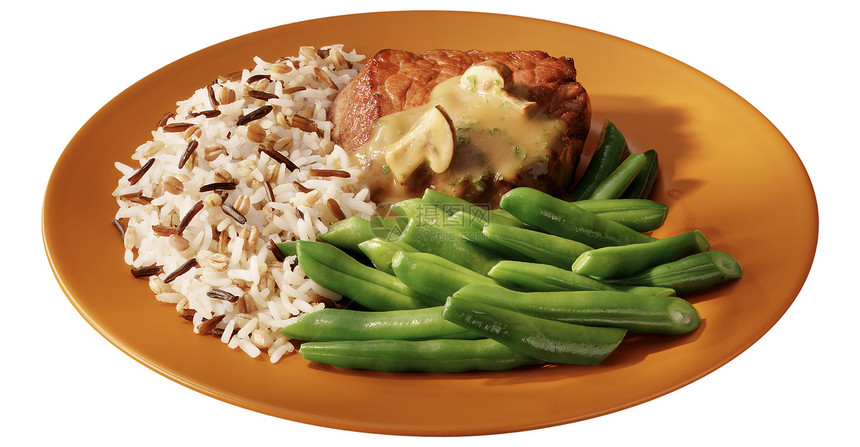 绿豆盘食品盘子健康饮食午餐咸味野米蔬菜油炸晚餐美食家图片