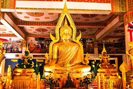 佛像文化冥想寺庙旅行旅游传统信仰古董金子雕像高清图片