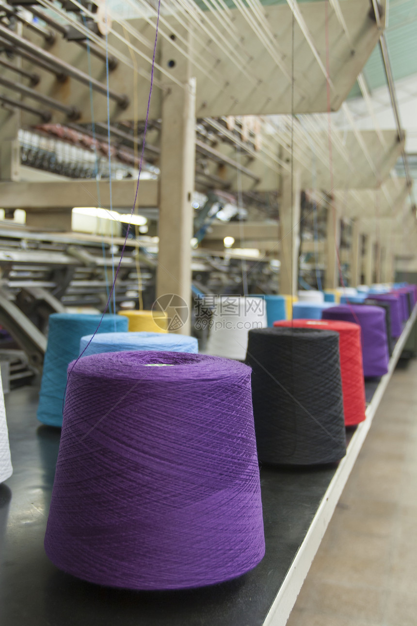 纺织品生产编织运动纺纱丝绸材料细绳纤维翘曲牙线锥体工厂图片