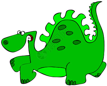 绿色恐龙尾巴蜥蜴爬虫卡通片腾跃插图背景图片