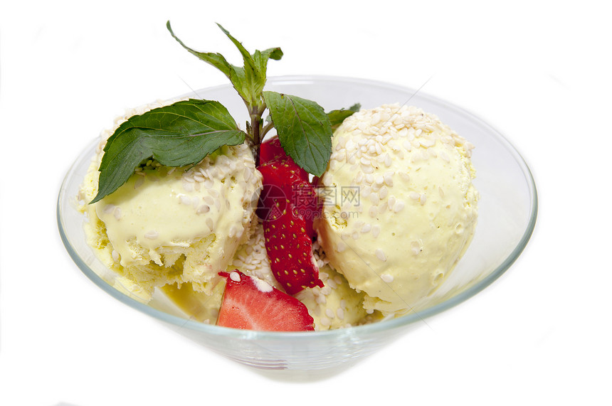 冰淇淋奶制品冰糕巧克力水果圣代香草宏观奶油食物茶点图片