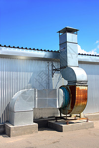 圆柱空调排气管冷却气候冷气机管道瓦楞建筑通风系统温度空气背景