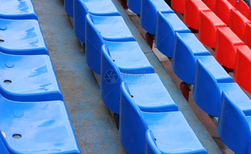 蓝色和红色运动场空空座位体育场棒球长椅观众会场竞技场竞赛世界看台建筑图片