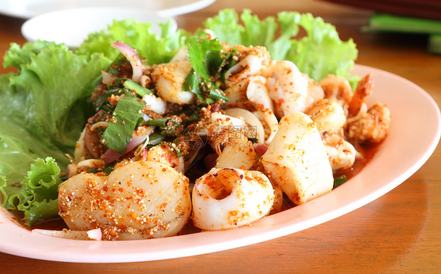 泰式泰国食品饮食章鱼食物蔬菜胡椒海鲜美食午餐辣椒文化图片
