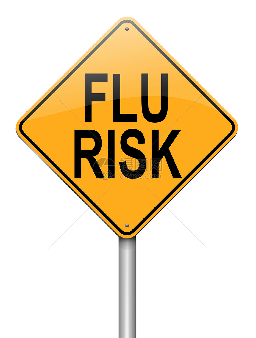 流感警报概念警告疾病暴发发烧冒险路标感染漏洞呼吸疫苗图片