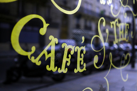 巴黎咖啡店标志背景图片