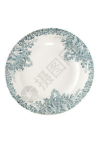 古董板彩陶风格蓝色工作室装饰白色餐具陶瓷花卉图案背景图片