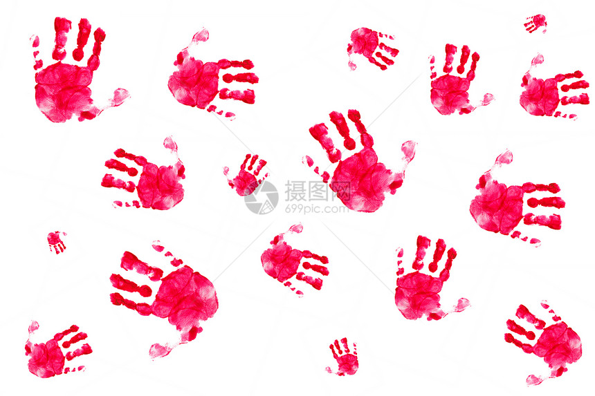 右手打印 背景烙印身份红色痕迹白色墨水鉴别棕榈孩子乐趣图片