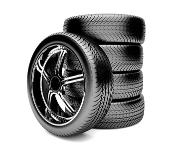 白色背景隔离的3D轮胎销售运动轮缘推介会机械车辆金属运输插图车轮背景图片
