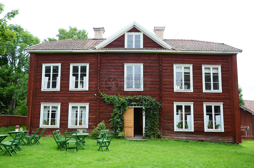 瑞典典型的红色农场建筑木头文化遗产区域记忆名录农村木工旅游景点图片