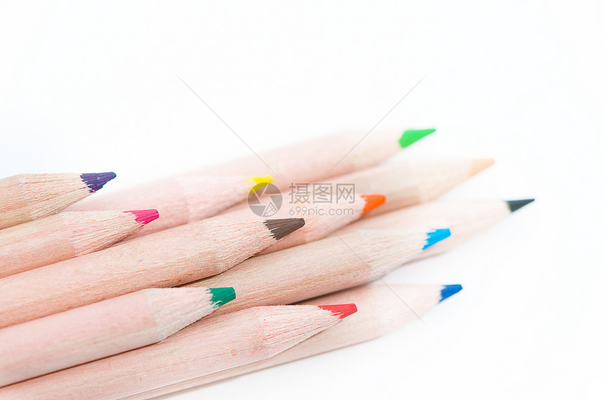 彩色铅笔白色绿色教育艺术学校绘画蜡笔棕色紫色黄色图片