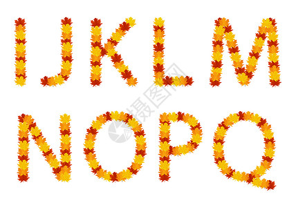 你好九月字体秋叶字母字母表创造力叶子网络公司植物收藏黄色树叶红色首都插画