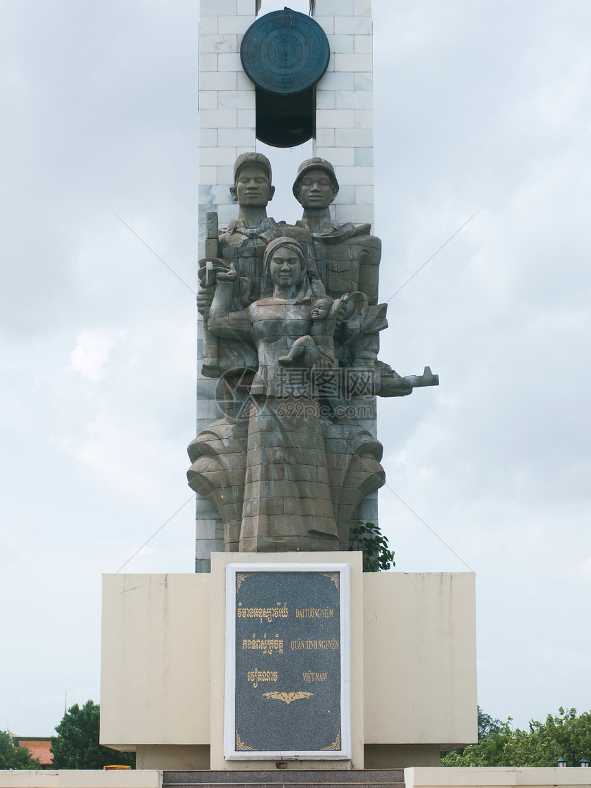 柬埔寨越南友谊纪念纪念碑柬埔寨城市雕塑高棉语首都雕像友谊巨石纪念碑柱子图片